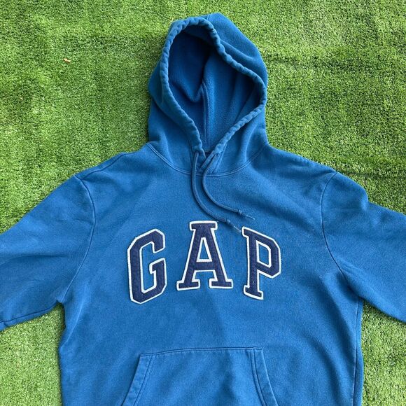 Gap Hoodie Adult Large Blue Spellout Logo Y2K Style Comfort Casual City Fall - Picture 2 of 8